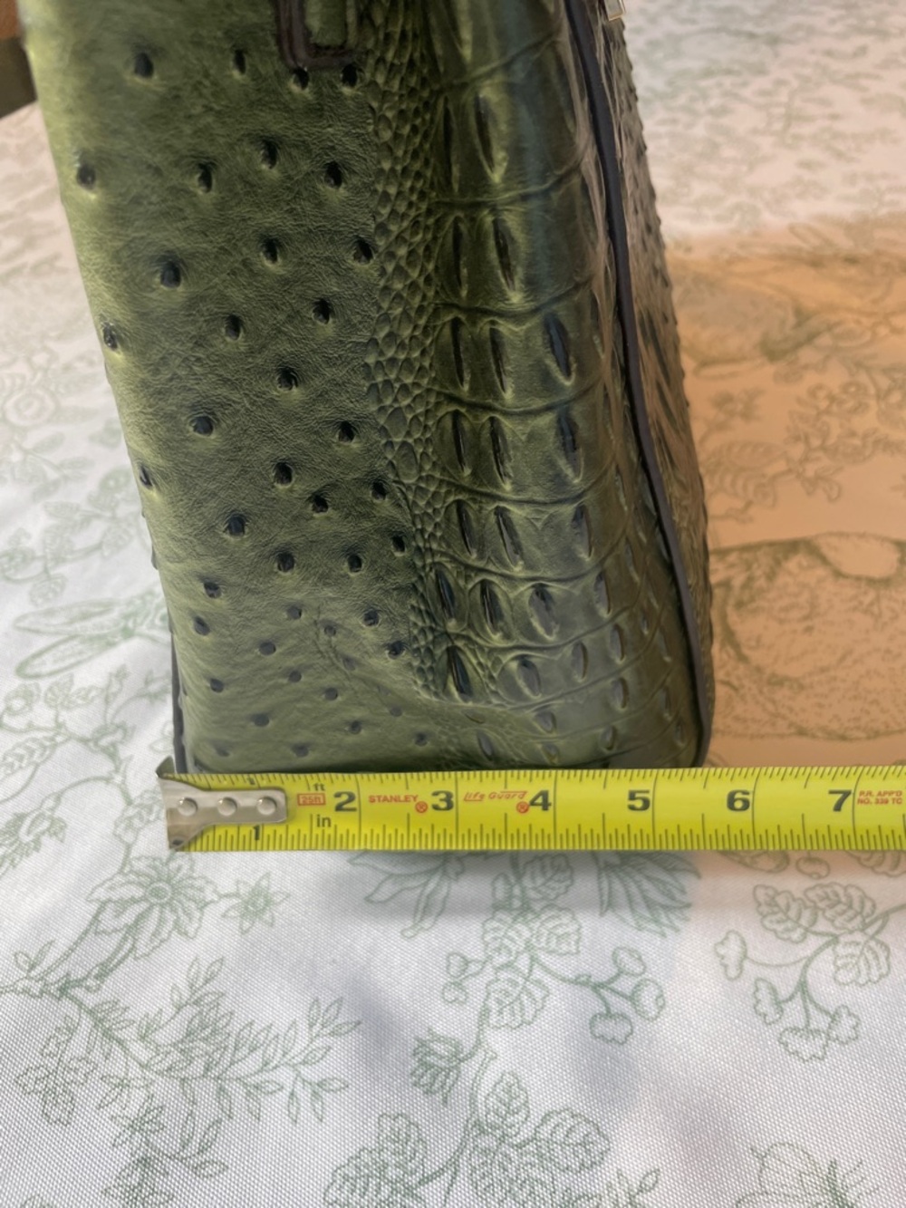 Olive Croc-Embossed Satchel Handbag - Picture 14 of 14